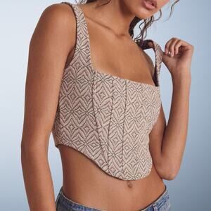 Free People Intimately Geometric Corset Jacquard Woven Crop Top Small